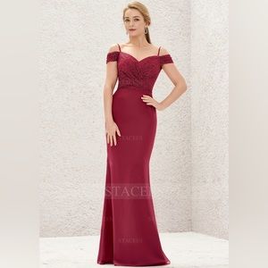 Burgundy formal dress - bridesmaid, prom, mermaid, NWT